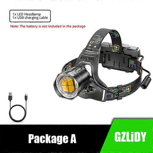 Powerful XHP90 LED Headlamp 3 Modes Waterproof Zoom Headlight USB Rechargeable 18650 Lantern Suitable for Hunting, Fishing.etc