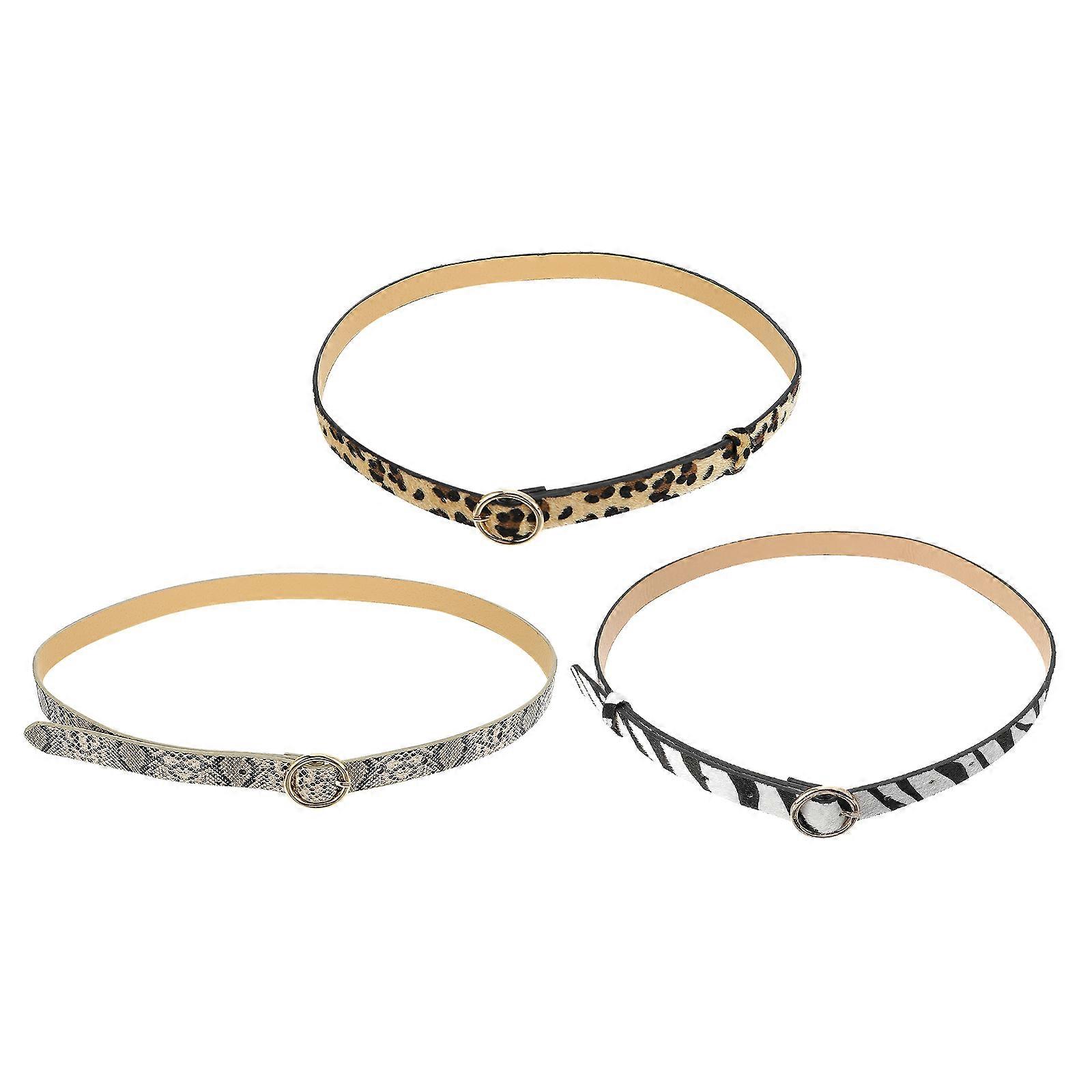 3st Rund Spänne Midjebälte Mode Leopard Ormskinn Bälte