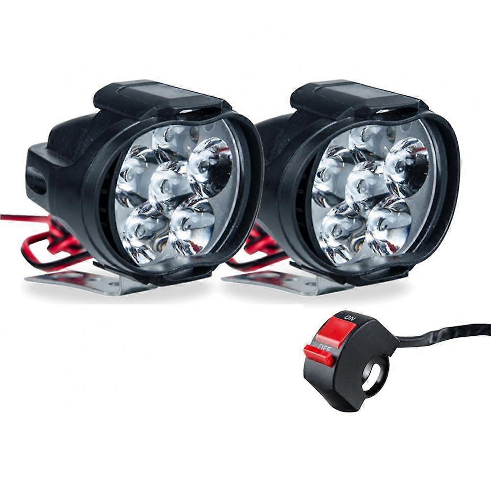 2pcs 6 LED Motorcycle Headlight Headlamp Spotlights Fog Head Light Motorcycles Working Spot Light Assemblie Driving Lamp