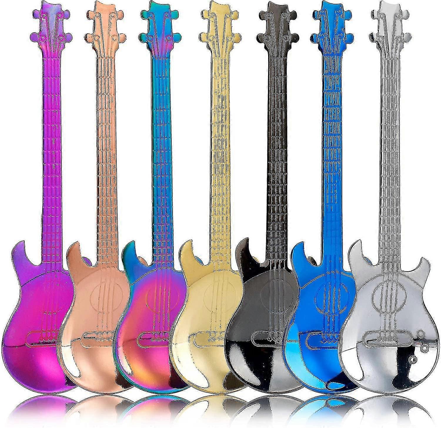 Gitarre Kaffeelöffel Edelstahllöffel, 7 Stück Multicolor Teaspoon Mini