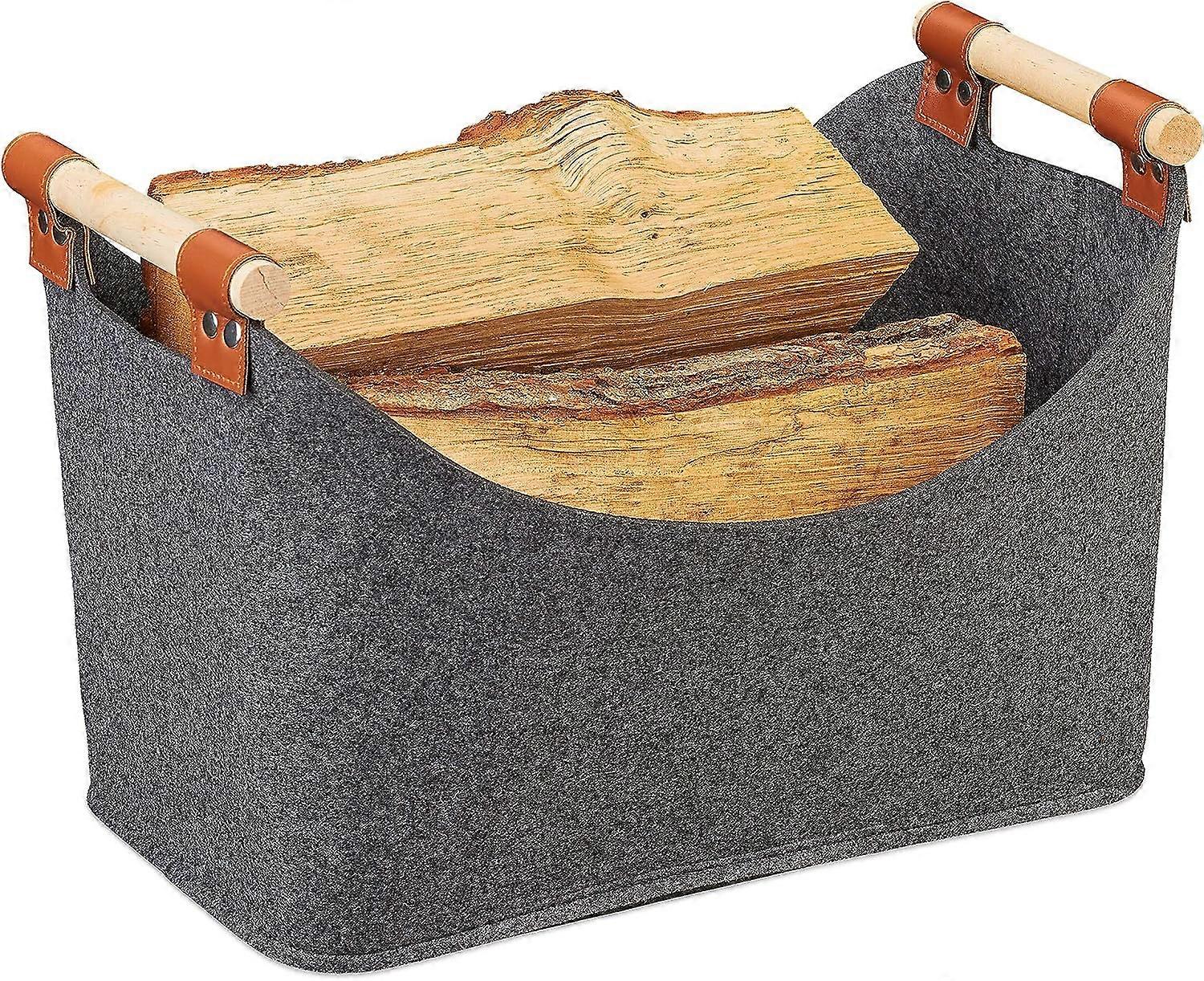 Felt bag, storage basket, foldable, box with handle, dark gray 34*22* 22cm