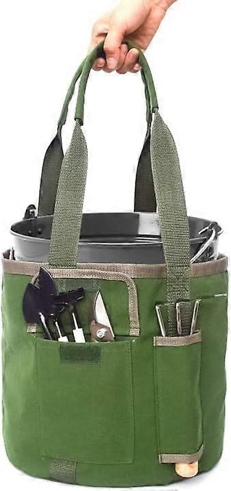 Garden tool bucket bag, gardening storage bag for 5 gallon bucket with pockets, tool garden bag, garden caddy, sturdy canvas tool storage set for wome