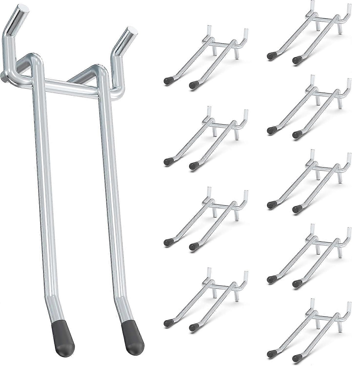 Double Arm Pegboard Hooks 4 Inch 10PC, Fit 1/4" Pegboard, Ideal Peg Board Tool Utility Hooks for Garage Organization, Wall Storage, Heavy Duty Tool Ho