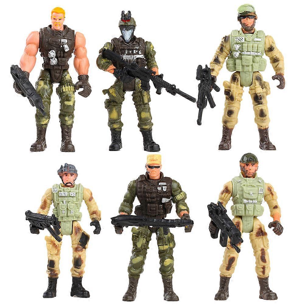 6Pcs flexibil soldat militar model jucării copii jocuri militare jucărie (tip aleatoriu)