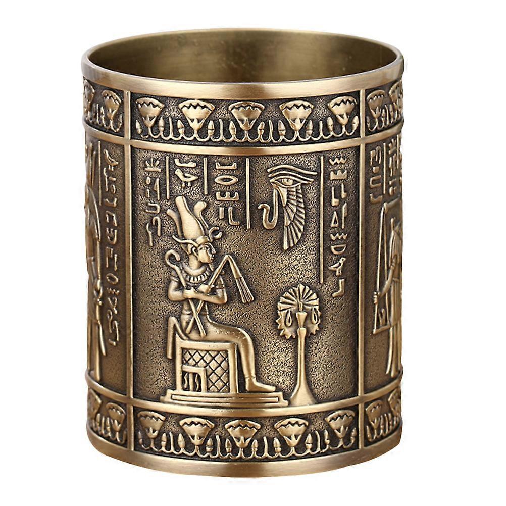 1Pc Vintage Pen Holder Creative Retro Pattern Office Pen Bucket (Random Color)