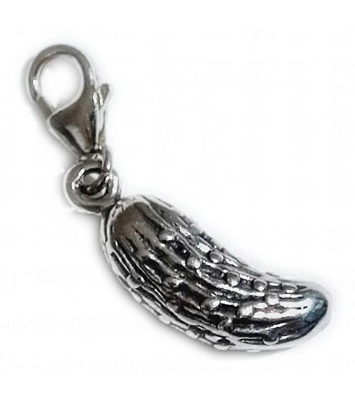 Pickle Cucumber Sterling Silver Clip Charm .925 X 1 Cucumbers & Pickles Charms