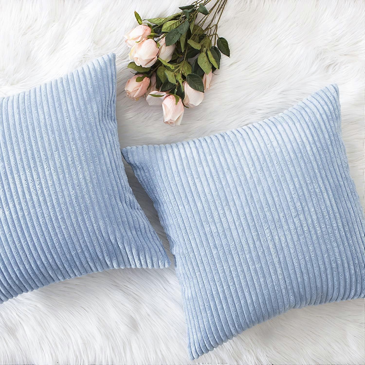 Conjunto de 2 Capas de Almofada Macias para Sofá Almofadas para Sofá-cama, 18 x 18 polegadas, Azul