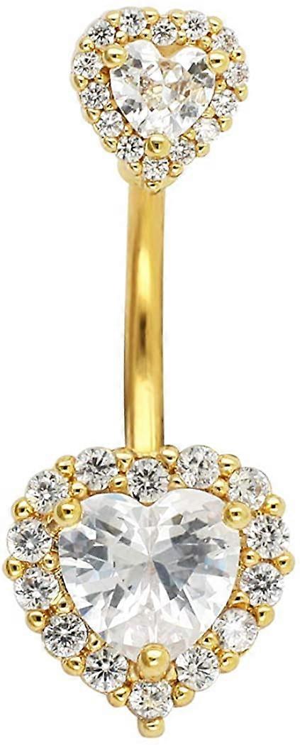 Belly Rings 316L Surgical SS PVD Plated Multicolor Heart CZ Navel Piercing Shiny Belly Button Rings