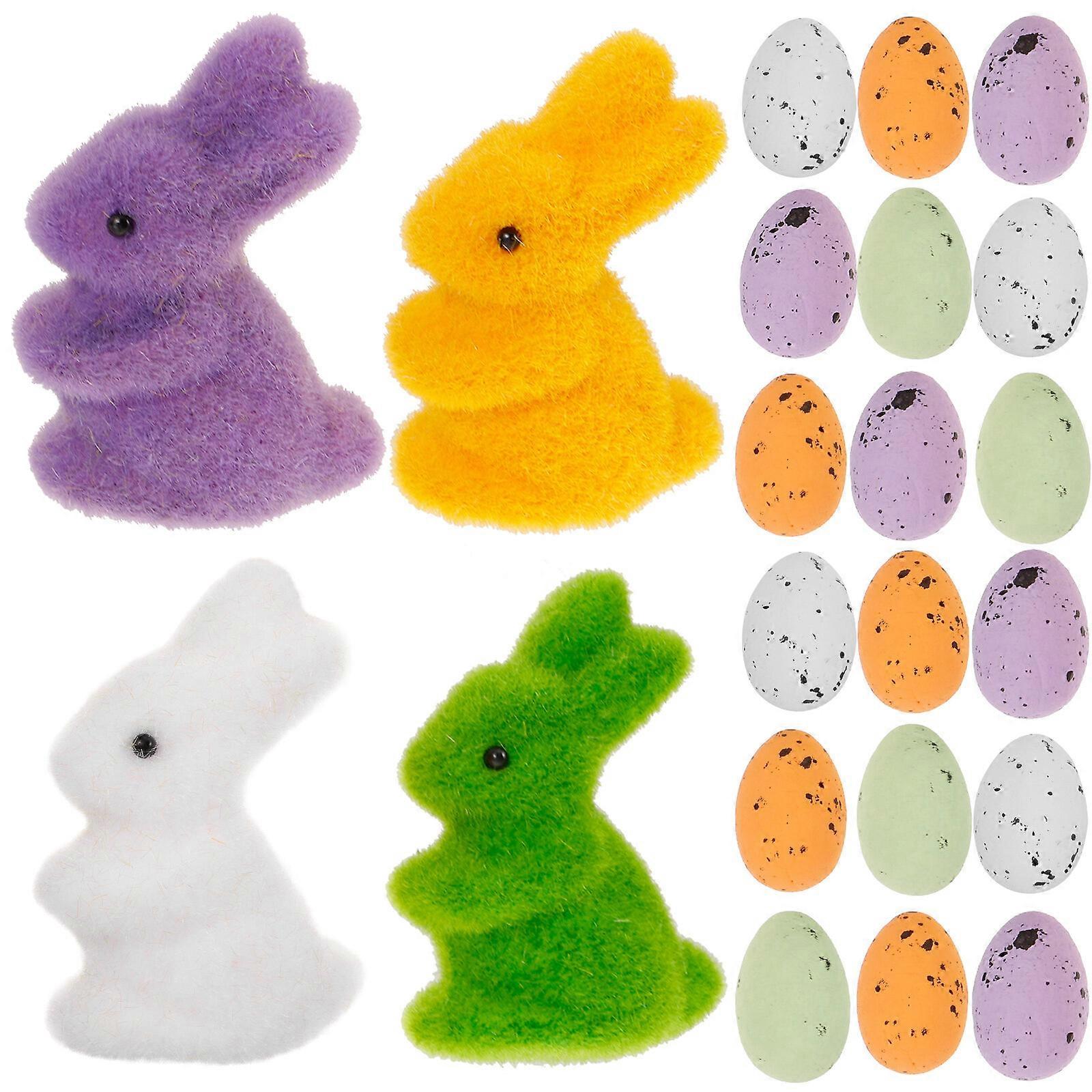 1 Set of Diy Foams Mini Rabbits Easter Eggs Imitation Colorful Eggs Easter Stuffer Decoration