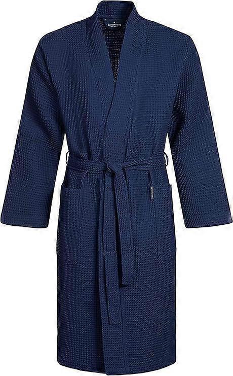 Morgenstern Men's Waffle Pique Bathrobe, Grey