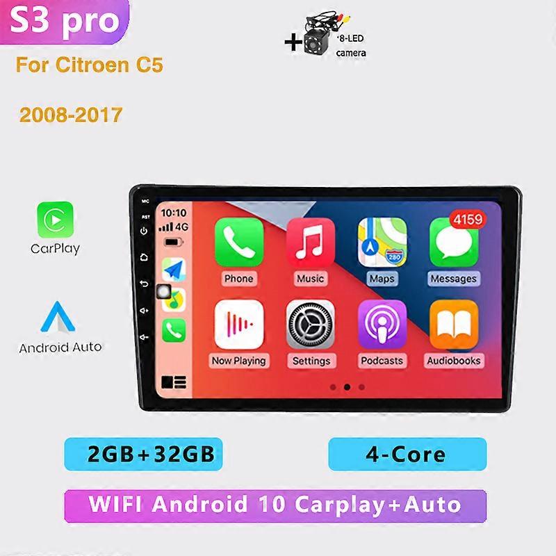 4 + 64G Auto Android Autoradio Lettore multimediale Carplay navigazione GPS DSP RDS 2 Din No DVD per Citroen C5 2009 2008-2017