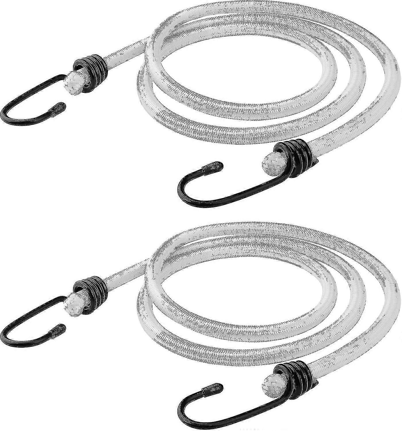 48 Inch White Bungee Cords With Hooks 2 Pack