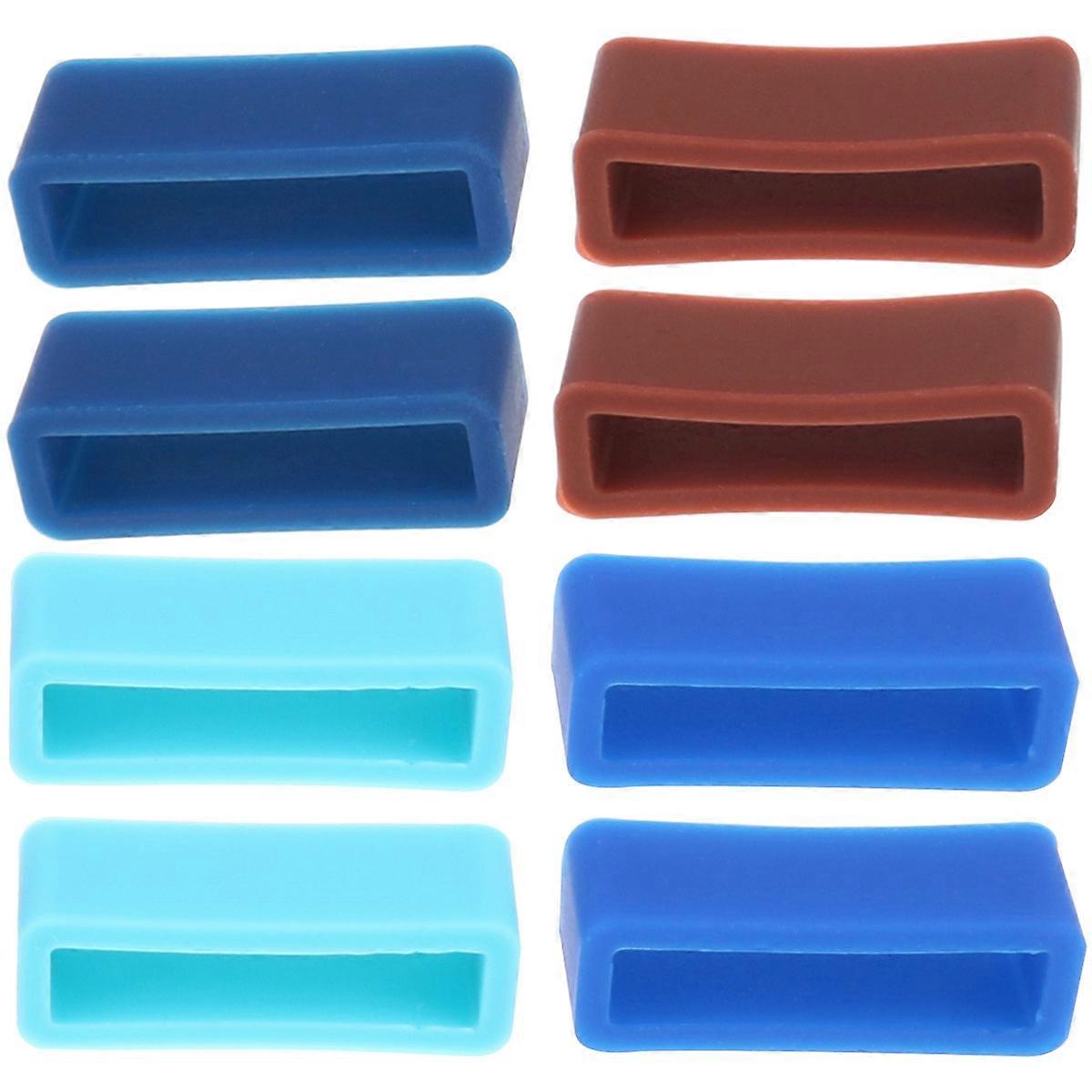 8 قطع Watchband حلقات متحركة ساعة حزام حلقات سيليكون ووتش مدي ووتش اكسسوارات للنساء والرجال - 20 مم أزرق سماوي + أزرق غامق + كحلي + قهوة