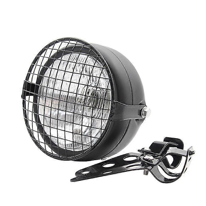 Retro Vintage Motocicleta Universal Side Mount 35w 6,5 polegadas farol transparente Café com grade + Boris