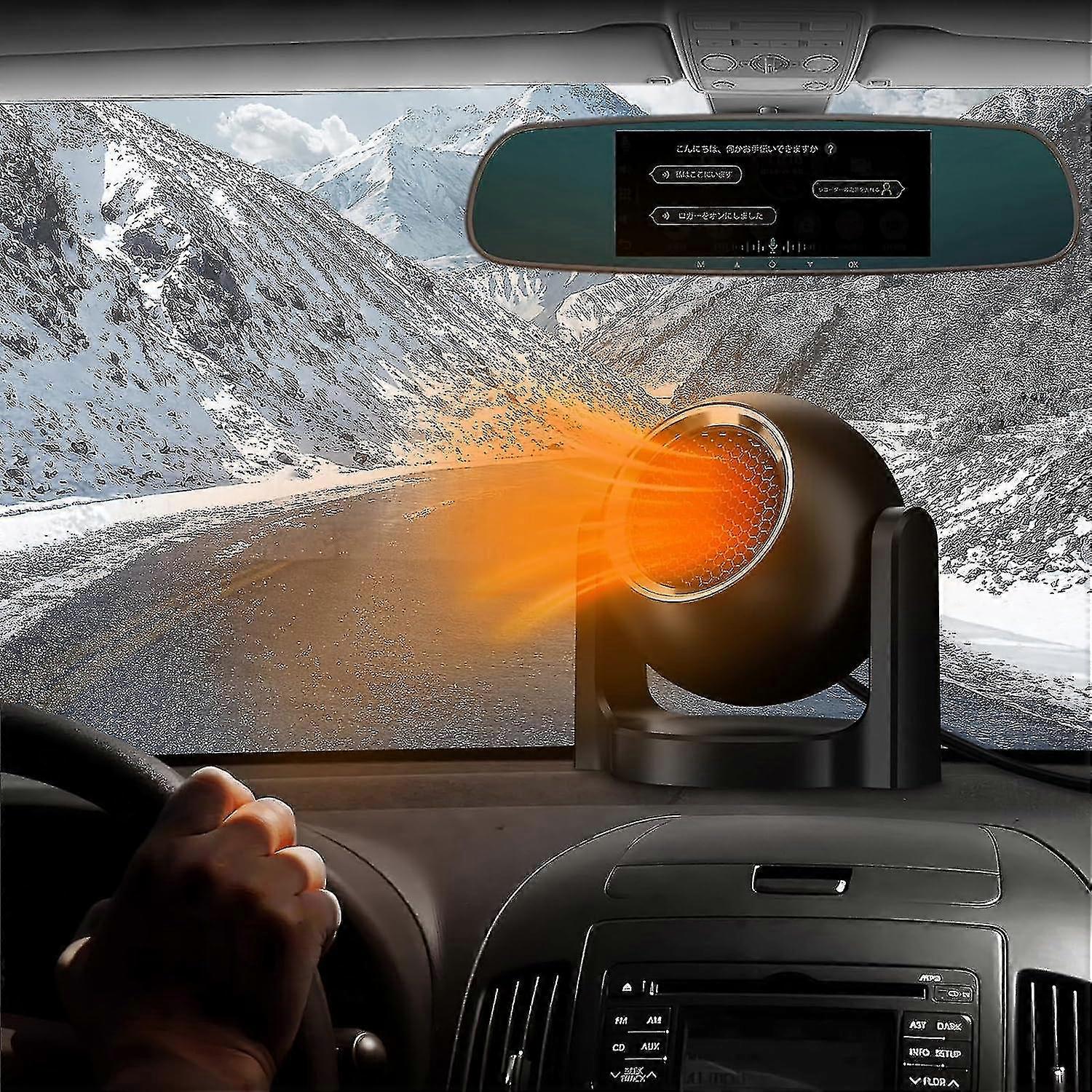 12-V-tragbare Autoheizung, Autoheizung, die an den Zigarettenanzünder angeschlossen wird, Autoheizung und Entfroster mit 360-Grad-Drehsockel