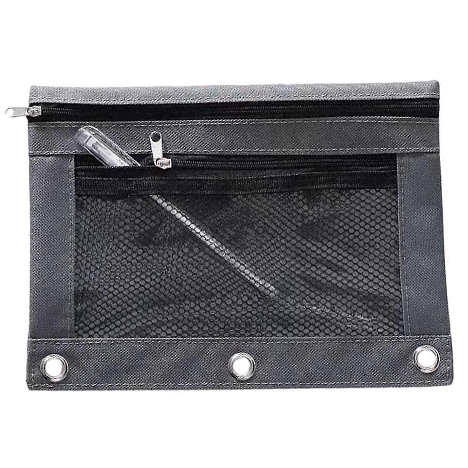 Pencil Bag Large Capacity Mesh Windows Zippered Stationery Storage Bag Binder Pencil Pouch for Home