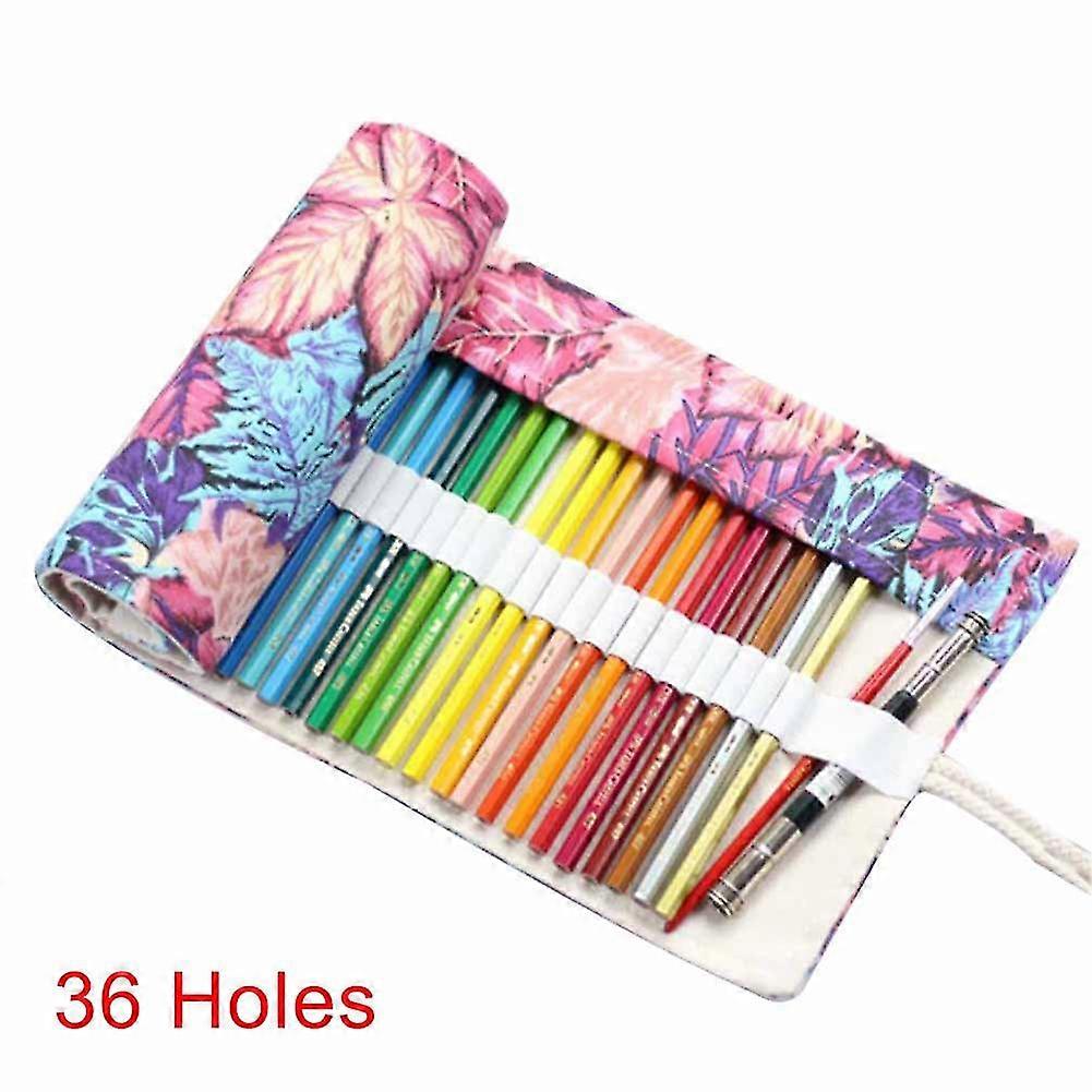 Pencil Case Canvas Roll Pouch Comestic Makeup Brush Case Pencil Curtain Bag Pattern Printed