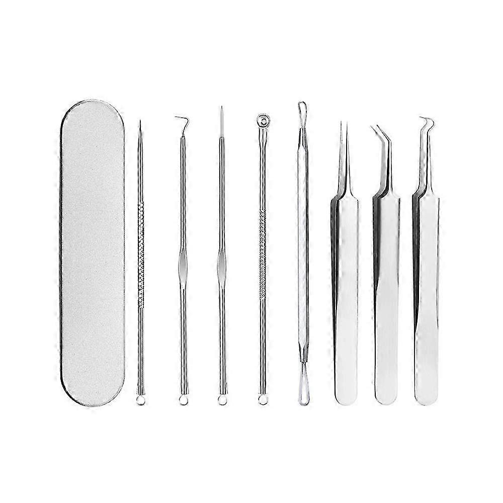 8-in-1 Acne Needle Set for Face, Blackhead Extruder, Bent Tip