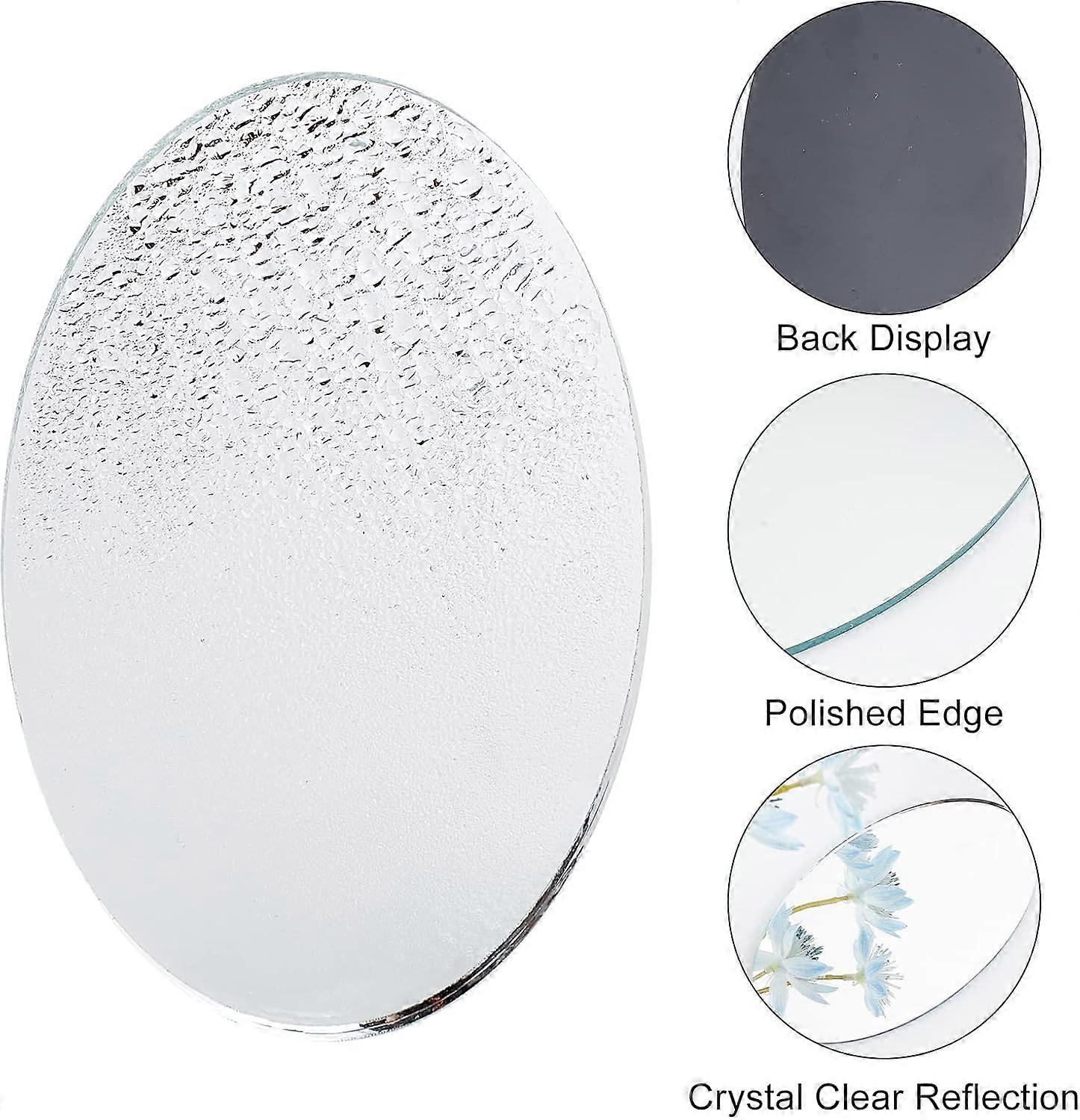 6Pcs 5x3 Inch Mini Oval Mirror Glass 3mm Small Oval Mirror Oval Glass Table Top Craft Mirror Oval Glass Mirror for Display Figurines Souvenirs DIY Cra