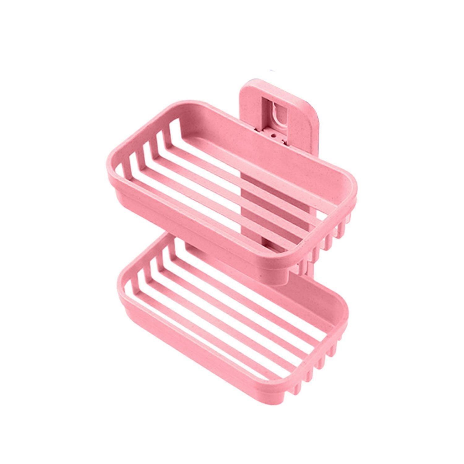 Wall Mounted Soap Box Double Layer Punch Free Hollow Drain Rectangle Keep Soap Dry Shower Soap Dish