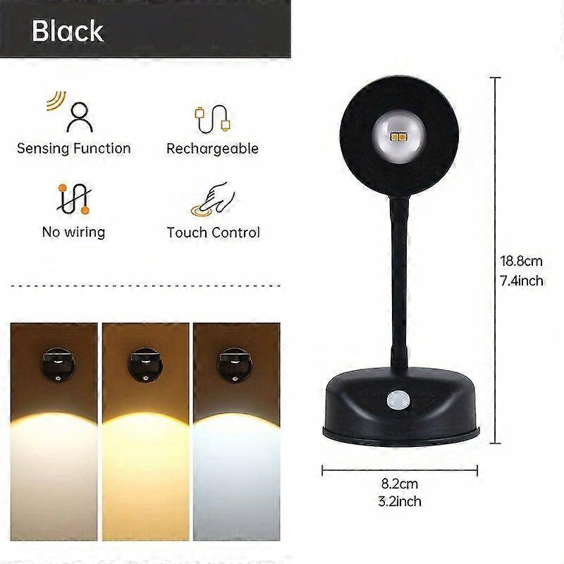 Indoor Wall Light Spotlight Smart Led Rechargeable Wiring-Free Human Body Sensor Light No Remote Control Photo Reading Light