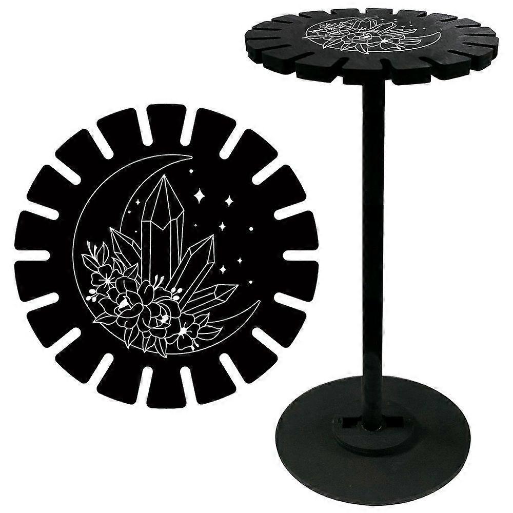 Wooden Wheel Wooden Display Shelf Black Holder Stand Rustic Divination Pendulum Storage Rack Witch Stuff Moon 120x10mm Hole: 20mm