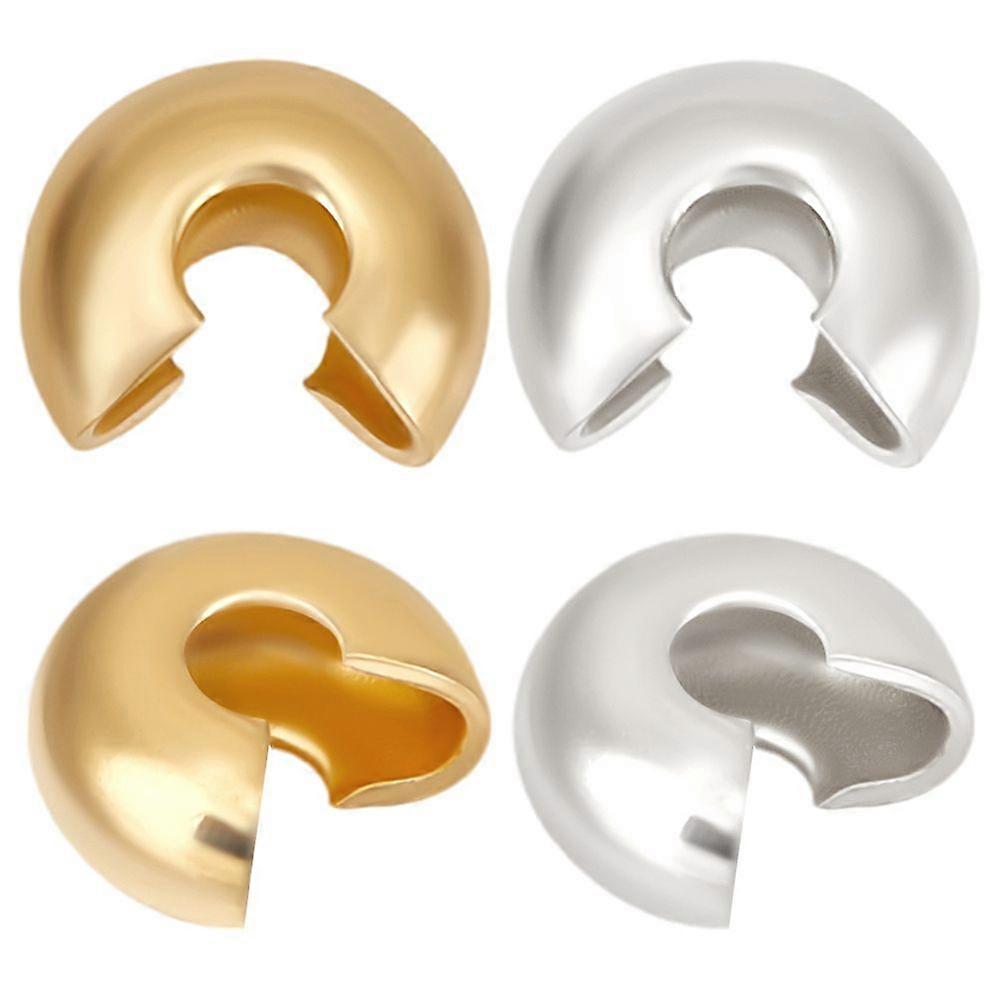 Brass Crimp Beads Covers Ringent Round Mixed Color 5.5x6.5x3.5mm Hole: 2mm 50pcs/color