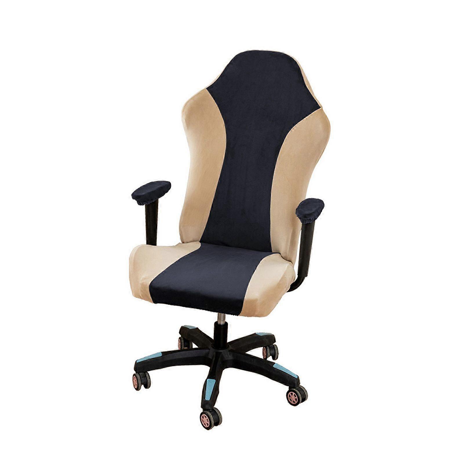 Gaming Chair Cover Dustproof Zipper Closure Contrast Color Stretchable Soft Fabric Elastic Buttom Anti-slip Chair Protective Sleeves for Office Chair