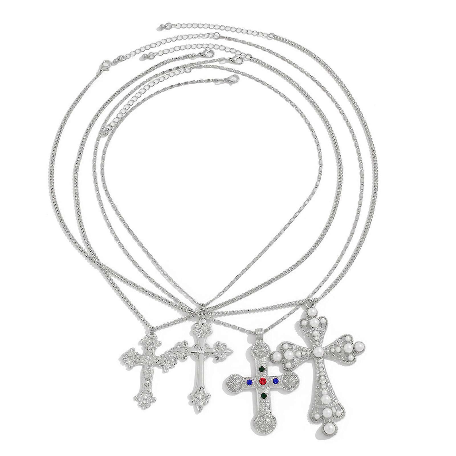 Pack of 4 Elegant Chain Necklace Stylish Neck Jewelry Pendant Necklace Alloy Texture Neckchain for Various Occasion
