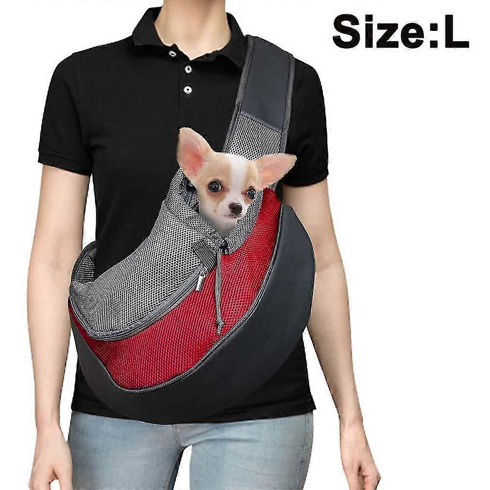Breathable Mesh Pet Dog Sling Carrier, Hands-free Adjustable Padded Strap Single Shoulder Bag For Dogs And Cats