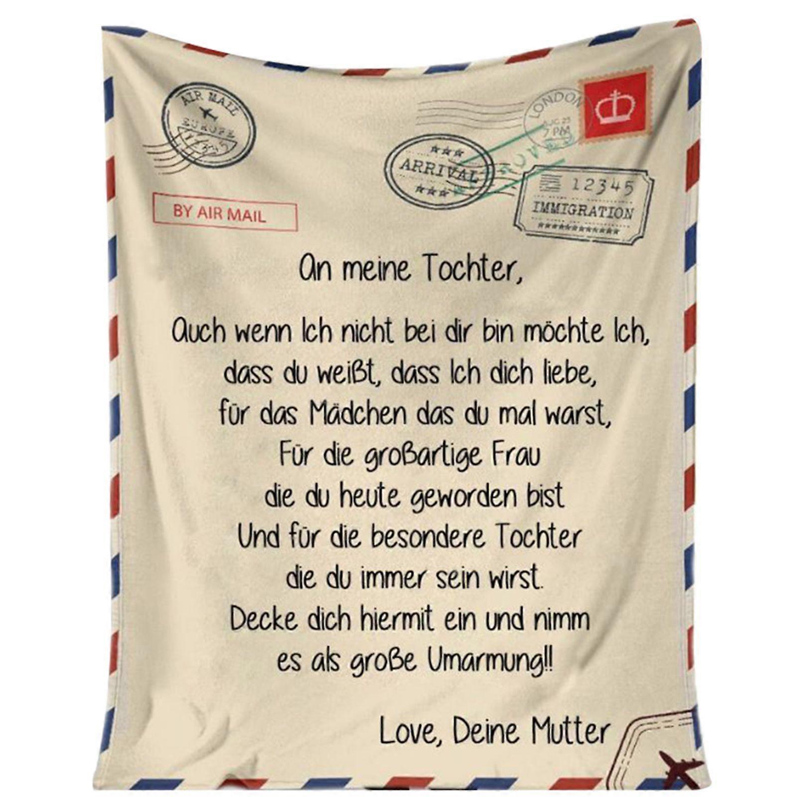 German Fleece Blanket Envelope Shawl Gift from Mother to Daughter/Son - Soft Warm Snuggle Blanket Nap Throw