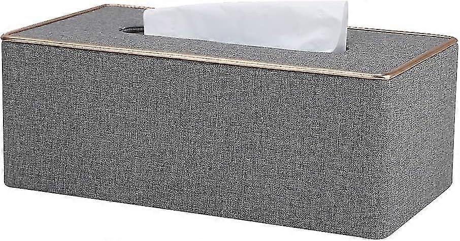 PU Leather Tissue Boxes, Rectangular Tissue Dispenser Tissue Holder for Home Car (Grey)