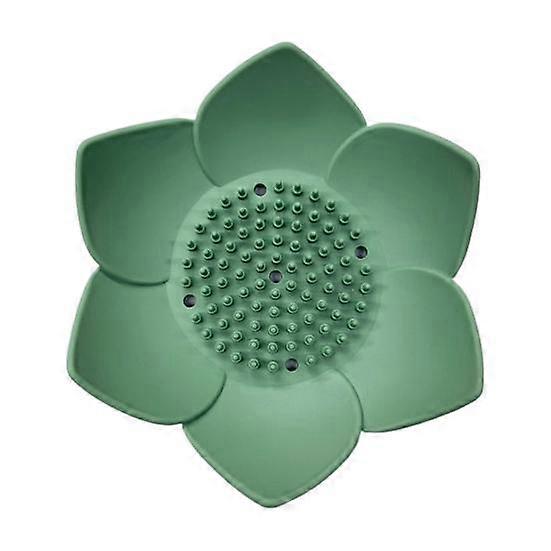 Lotus Shaped Soap Dish Compact Size Reusable Stable Base Non-slip Draining Silicone Soap Box Bathroom Supplies