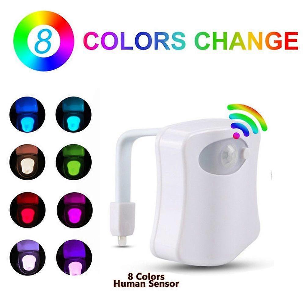 8 barev Body Sensing Automatická LED toaletní noční lampa WC mísa Koupelnové světlo