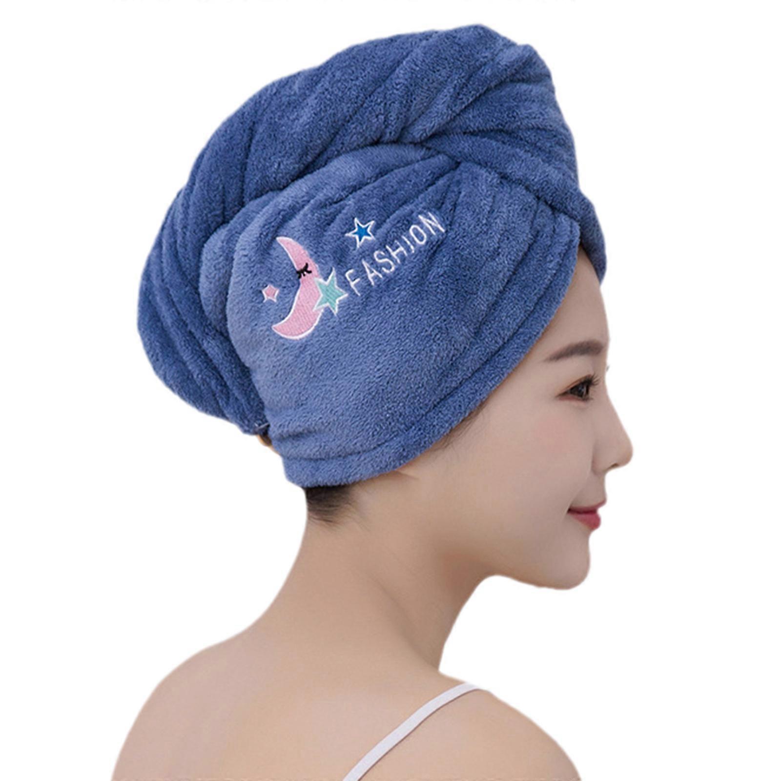 Polaire de corail Cheveux Secs Cap Douce Douche Serviette De Cheveux Absorbant Séchage Rapide Pour Il Gris Bleu