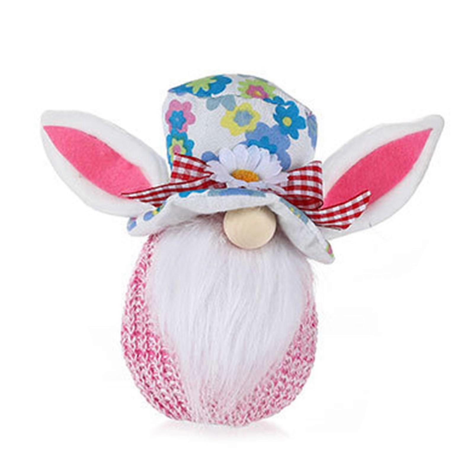 Easter Bunny Gnome Plush Elf Decorations Scandinavian Sunflower Rabbit Tomte with LED Light Home Table Ornament