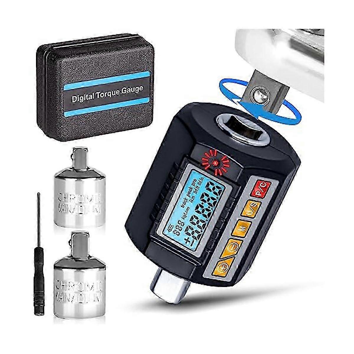 Digital Torque Wrench Adapter 1/2, 3/8Inch, 1/4Inch-on LED Backlight Memory Function 50H Working Ti