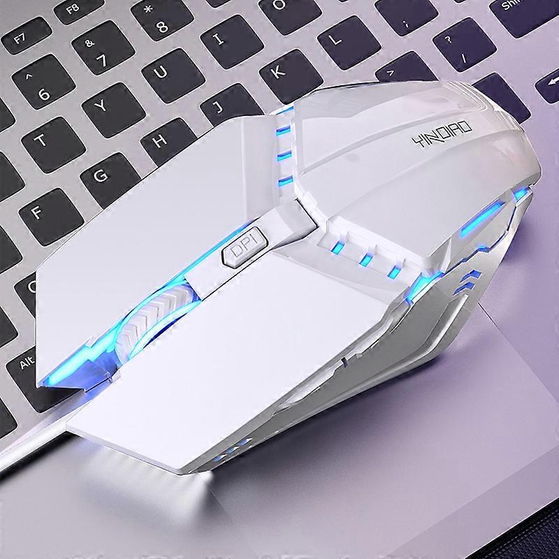 YINDIAO 6 Teclas Gaming Office USB Mute Mouse Mecânico com Fio (Branco)