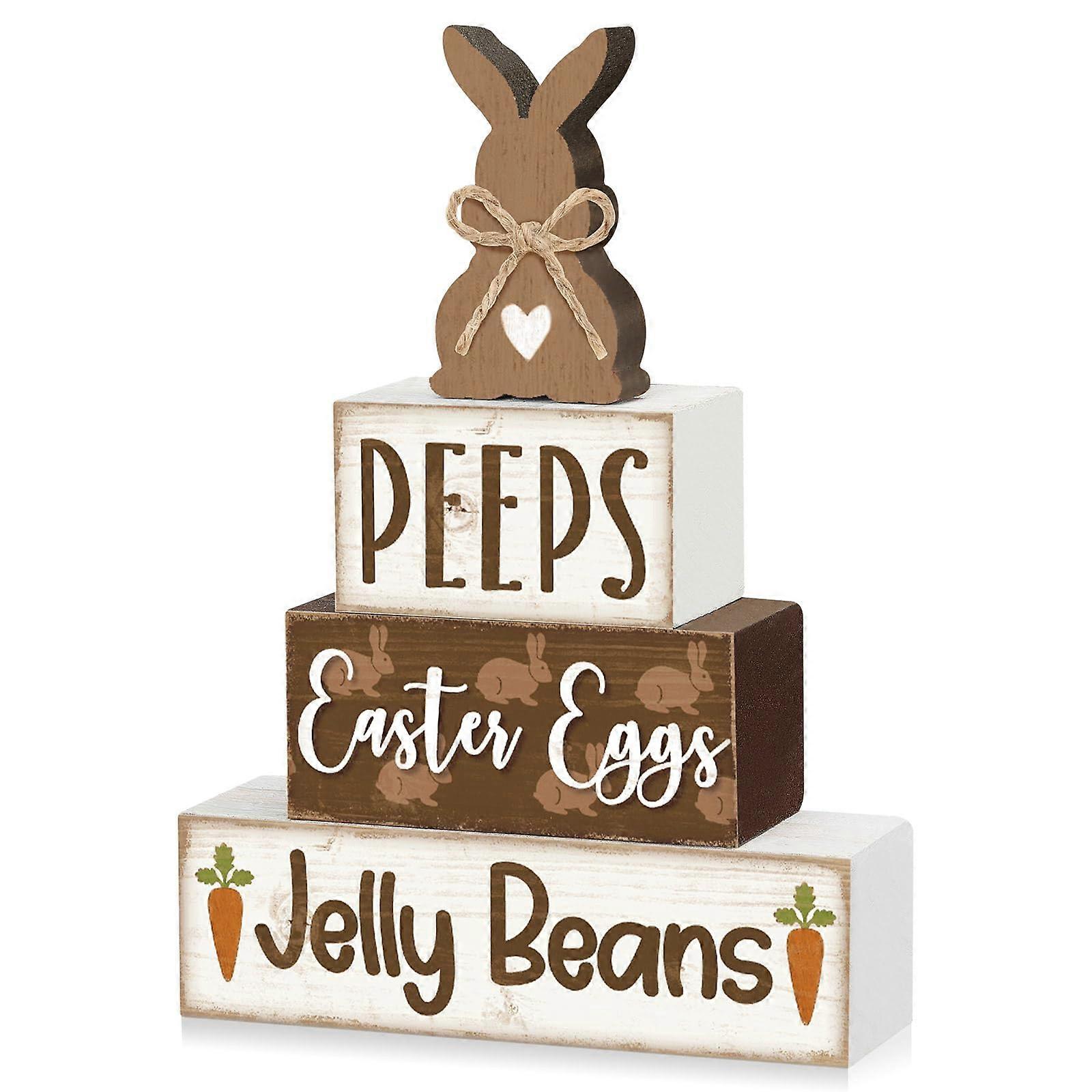 4 Piece Easter Wooden Table Sign Set for Religious Farmhouse Decor and Spring Centerpieces