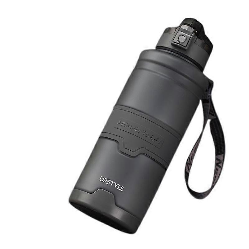 Tritan素材大容量ポータブル転倒防止フィットネススポーツボトルプラスチックカップ1500mlグレー