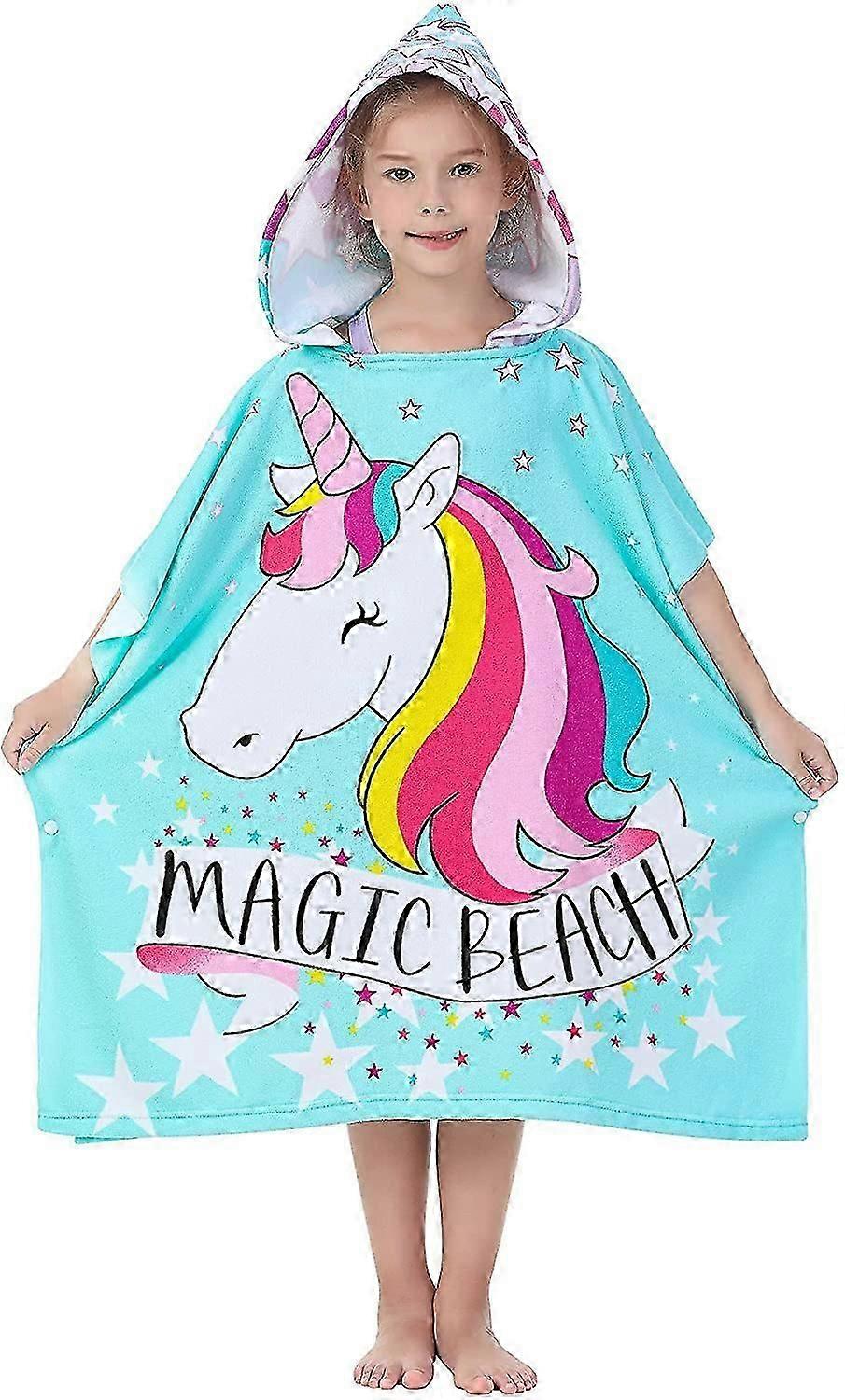 Poncho de bain à capuche en microfibre douce pour enfants de 3 à 10 ans