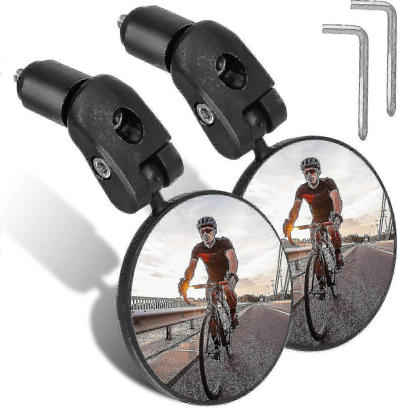 Bike Mirrors, Convex Handlebar Mirror 360 Adjustable High Definition Bicycle Rearview Mirror for Mountain Road Bike Motorcycle Bicycle (2 Pieces)Black