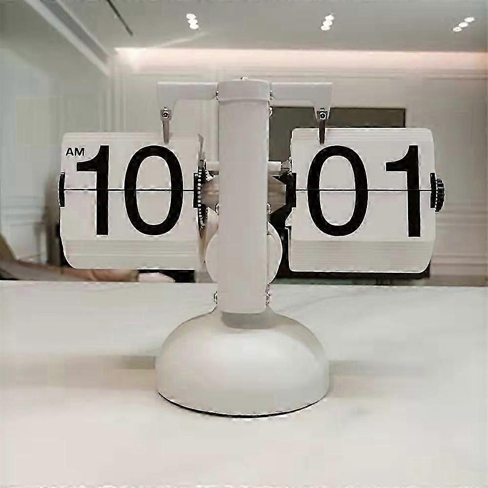 new European Creative Flip Down Page Desk Clocks Retro Flip Table Clock Stainless Steel Mechanical Automatic Flip Clock Home Decor 2023