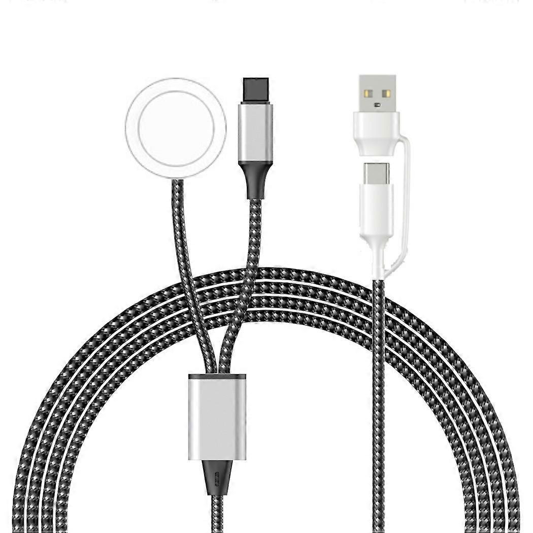 For Apple Watch Round Wireless Charging Dock Type-C+USB Plug Charging Cable for iPhone