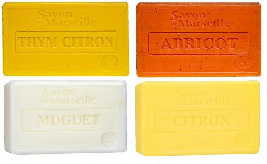 Set Marseille soap in scents thyme lemon-apricot-lilies of valley-lemon