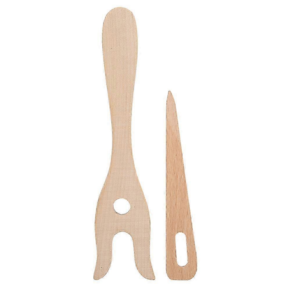 2PCS Multifunction DIY Knitting Tools Wood Beech Knitting Fork Small Eye Needle