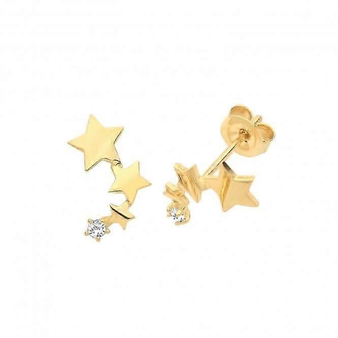 9ct Yellow Gold Constellation Earrings with Single Zirconia Stud ES1637