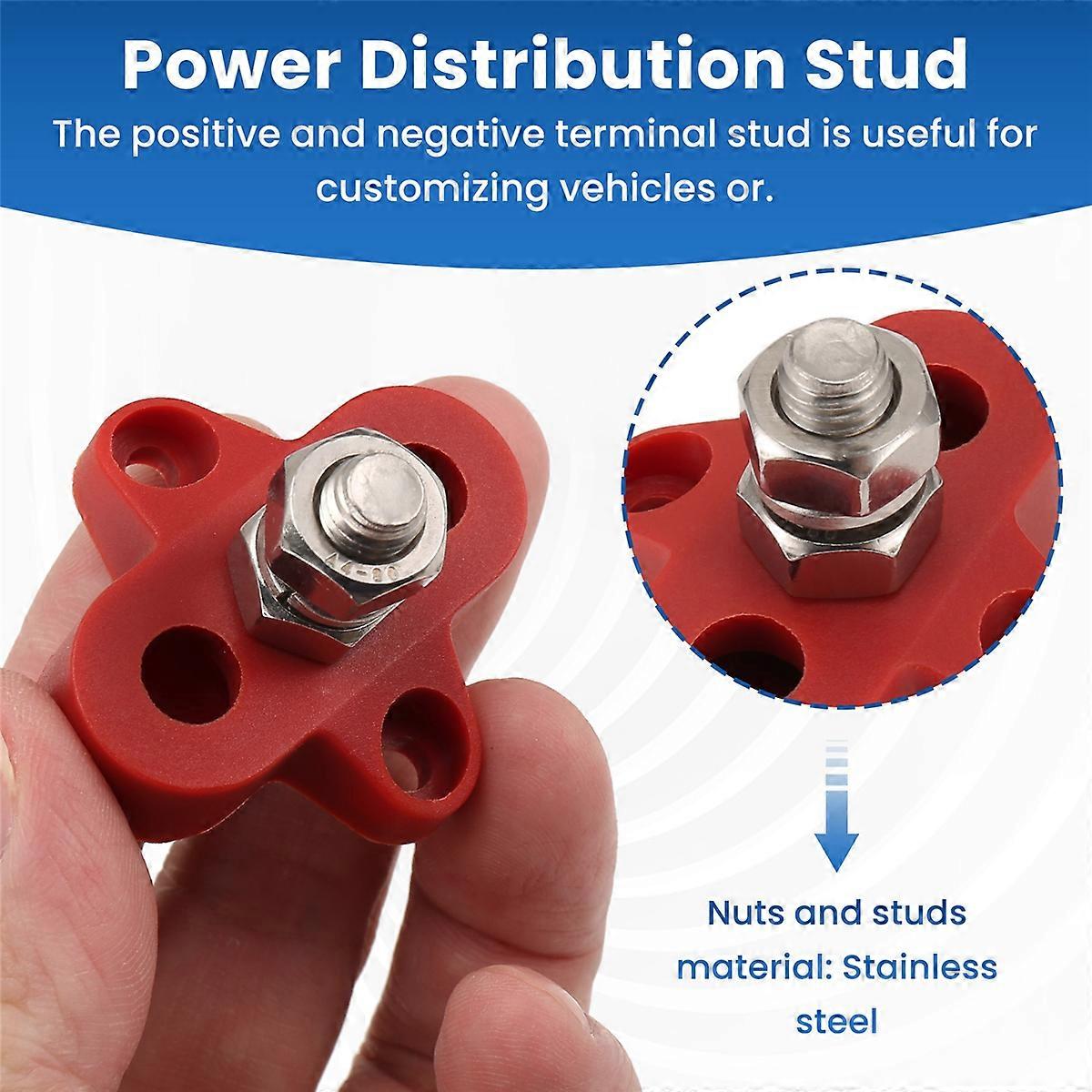 2Pc 5/16 Inch DC 48V Busbar Power Terminal Block M8 Distribution Stud