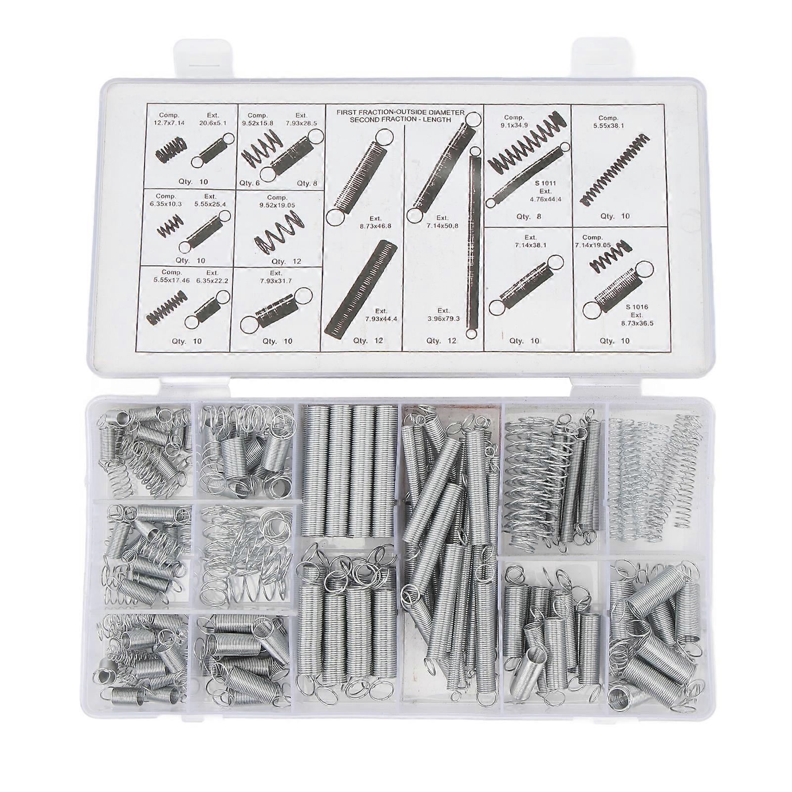 200Pcs Compression and Extension Springs Kit 20 Styles Zinc Plated Steel for Car Repair DIY Project