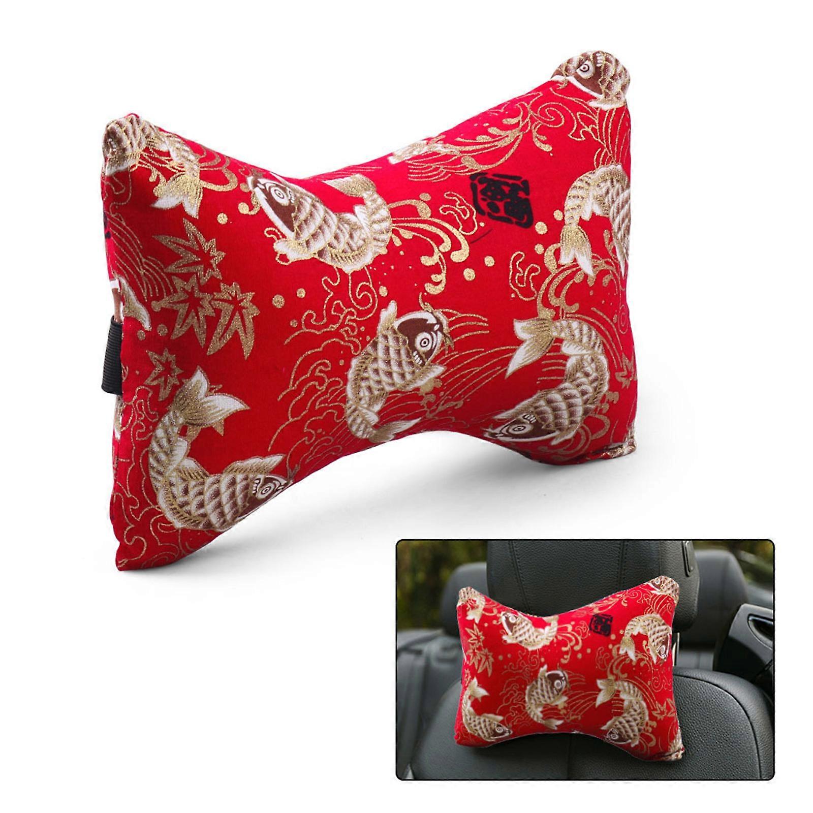 Colorful Car Seat Headrest Pillows for Sleeping & Resting for Travel Kids & Adults Newest Combine Sturdy Version 5 Color Koi red